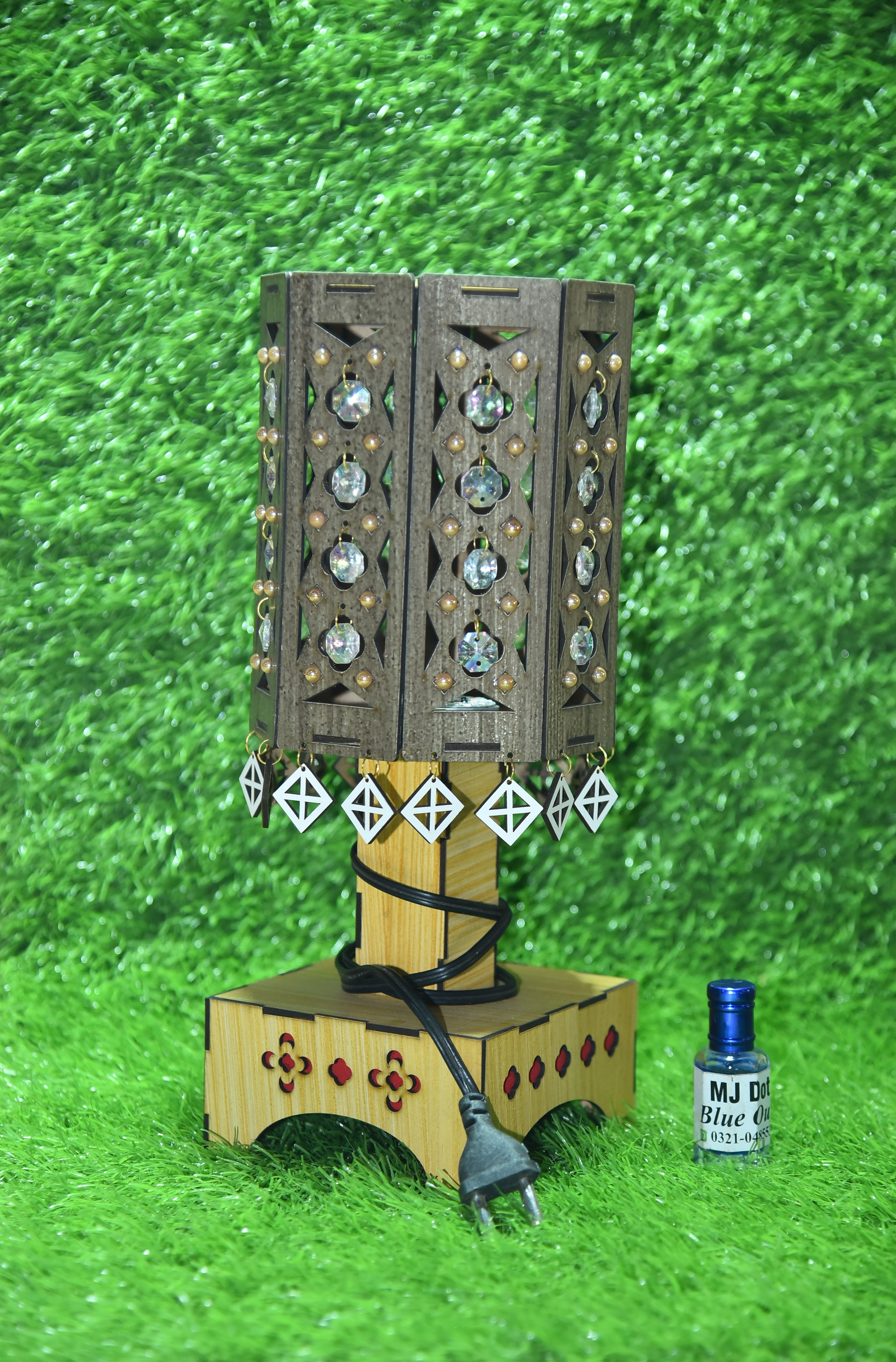 Buy 1 Handcrafted Luxe Crystal Wooden Lamp, Get 1 Attar Bottle FREE! (Limited Time Offer)