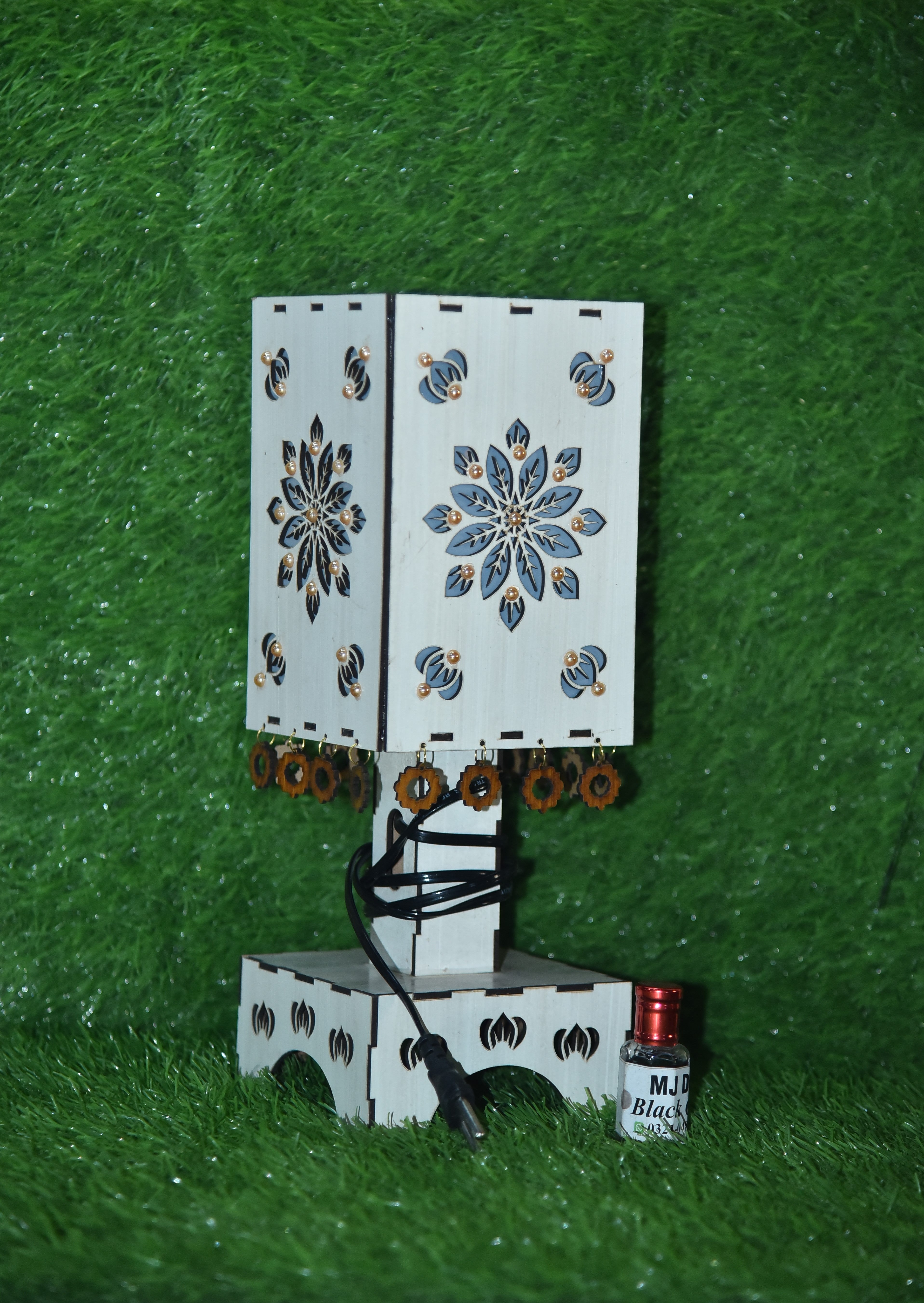Buy 1 Handcrafted Mandala Bloom Wooden Lamp, Get 1 Attar Bottle FREE! (Limited Time Offer)