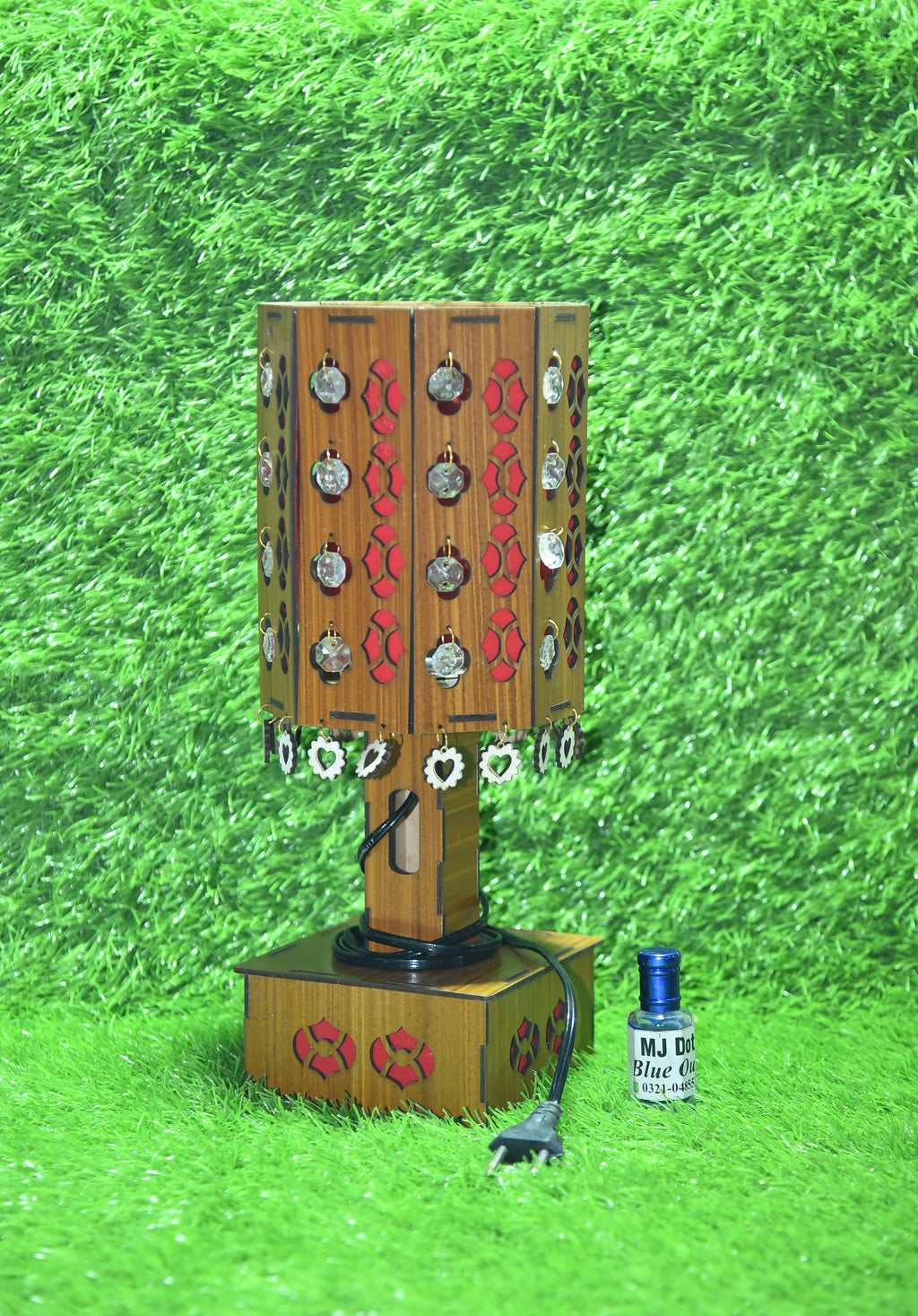 Buy 1 Crystal Heart Wooden Laser-Cut Lamp, Get 1 Attar Bottle FREE! (Limited Time Offer)