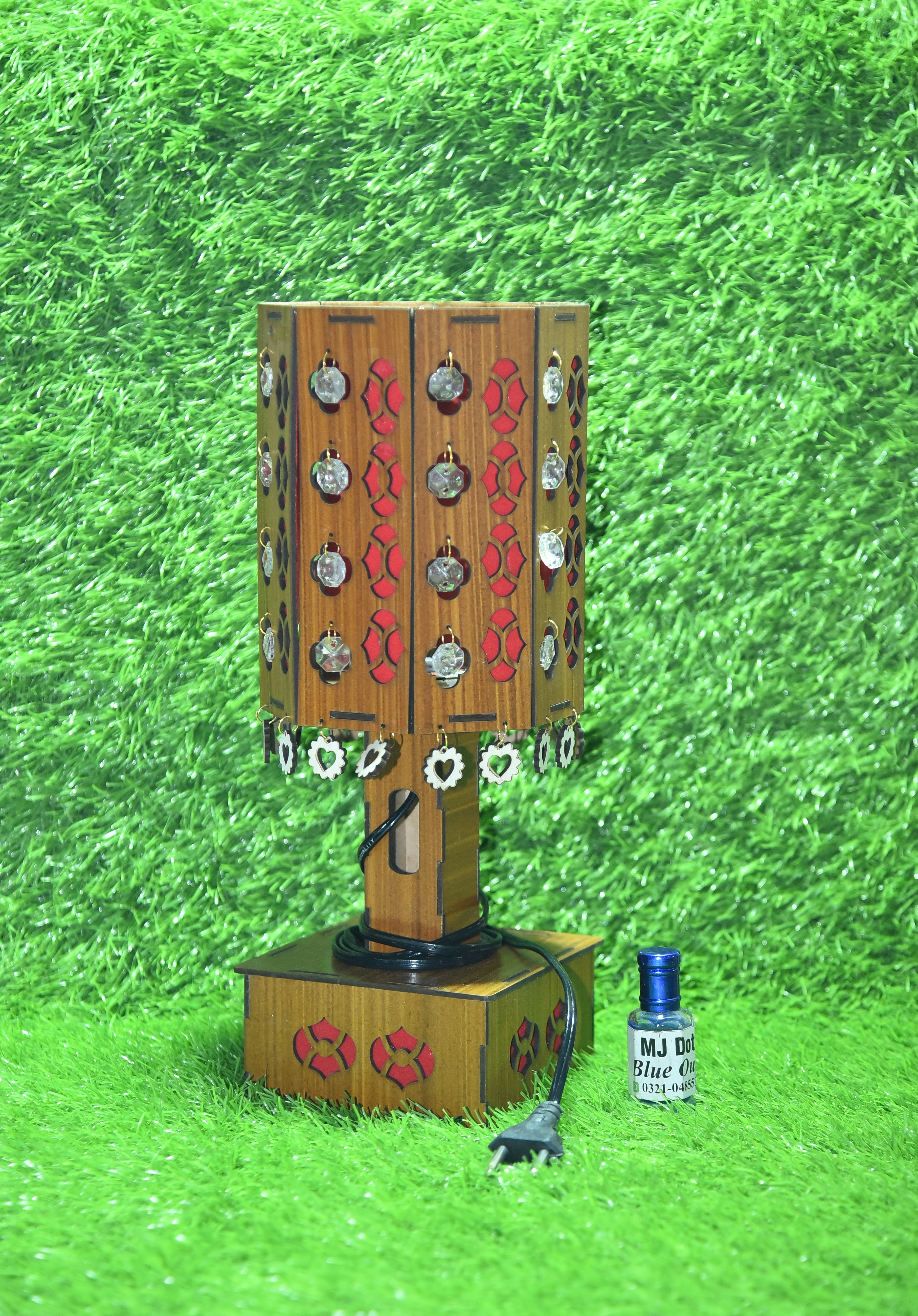 Buy 1 Crystal Heart Wooden Laser-Cut Lamp, Get 1 Attar Bottle FREE! (Limited Time Offer)