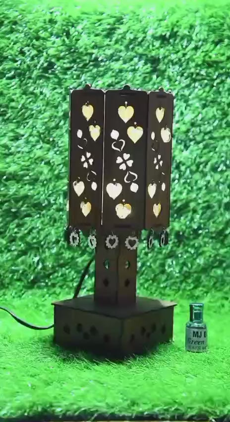 Buy 1 Handcrafted Heart & Club Wooden Lamp, Get 1 Attar Bottle FREE! (Limited Time Offer)