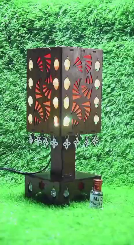 Buy 1 Handcrafted Geometric Fan Wooden Lamp, Get 1 Attar Bottle FREE! (Limited Time Offer)